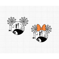 Halloween, Jack Sally, Mickey Minnie Head, Spider Web, Svg and Png Formats, Cut, Cricut, Silhouette, Instant Download