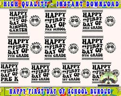 10 Happy First Day Of Kindergarten Bundle SVG, Back To School Svg, Hello School Svg, Smiley Face , First Day Of 2ND Grad