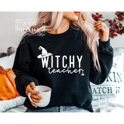 Witchy Teacher SVG PNG, Trick or Teach Svg, Funny Halloween Svg, Halloween Teacher Svg, Spooky Teacher Svg, Spooky Vibes