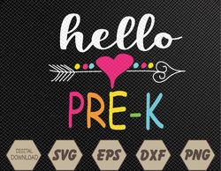 First Day Of Pre K Hello Back To School Teacher Svg, Eps, Png, Dxf, Digital Download