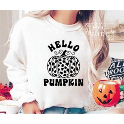 Hello Pumpkin SVG PNG, Fall Svg, Halloween Svg, Leopard Print Pumpkin Svg, Leopard Pumpkin Svg, Farmhouse Fall Svg, Than