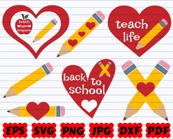 School Bundle SVG , School SVG , Back to School SVG , Teach Life Svg , Teach Love Inspire Svg , Crayon Svg , Teacher Svg