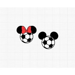Soccer, Mickey Minnie Mouse, Sports, Ball, Team, Ears Head Bow, Svg and Png Formats, Cut, Cricut, Silhouette, Clipart, I