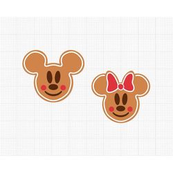 Christmas, Gingerbread, Mickey Minnie Head, Svg and Png Formats, Cut, Cricut, Silhouette, Instant Download
