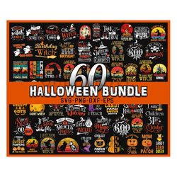60 Halloween Bundle, Halloween Vector, Sarcastic Svg, Dxf Eps Png, Silhouette, Cricut, Digital, Witch Svg, Ghost Svg