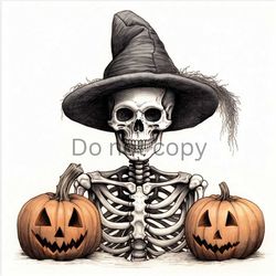 Halloween - Skeleton/Skull/Pumpkins - Instant Digital Download - SVG PNG Design File