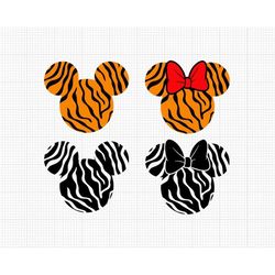 Tiger, Mickey Minnie Mouse Bow, Vacation Trip, Animal Kingdom, Svg and Png Formats, Cut, Cricut, Silhouette, Instant Dow