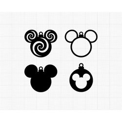 Christmas Ornaments, Mickey Mouse Head Ears, Swirl, Svg and Png Formats, Cut, Cricut, Silhouette, Instant Download