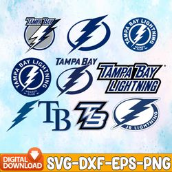 Bundle 10 Files Tampa Bay Lightning Hockey Team Svg, Tampa Bay Lightning Svg, NHL Svg, NHL Svg, Png, Dxf, Eps, Instant D