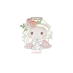 Angel embroidery designs - Baby girl embroidery design machine embroidery pattern - Girl with wings embroidery file - in