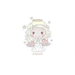 Angel embroidery designs - Baby girl embroidery design machine embroidery pattern - Girl with wings embroidery file - in