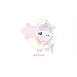 Unicorn embroidery designs - Baby Girl embroidery design machine embroidery pattern - Fantasy embroidery - star moon des