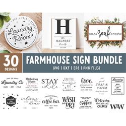 Farmhouse Sign SVG Bundle | Sign Making SVG Bundle | Laundry Sign SVG | Bathroom Sign Cut Files | Family Name Svg | Farm