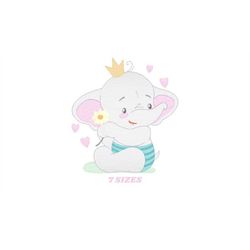 King Elephant embroidery designs - Animal embroidery design machine embroidery pattern - Baby girl embroidery file - ele
