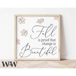 Fall Is Proof That Change Is Beautiful SVG | Fall Sign SVG | Farmhouse Fall Decor Svg | Autumn Design | Fall Quote Svg |