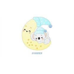 Koala embroidery design - Baby boy embroidery designs machine embroidery pattern - Moon embroidery file - blanket pillow