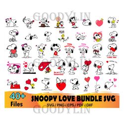 40 Snoopy Love Bundle Svg, Valentine Snoopy, Snoopy Heart Svg