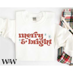 Merry and Bright SVG | Christmas Shirt SVG | Retro Christmas SVG | Christmas Vibes Svg | Christmas Song Svg | Christmas