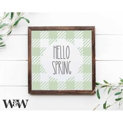 Hello Spring SVG | Spring Sign SVG | Farmhouse Spring Sign SVG | Spring Plaid Sign Svg | Easter Svg | Welcome Spring Svg