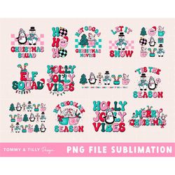Retro Christmas BUNDLE Sublimation Design | PNG file | Retro Doodle t-shirt file | Christmas Doodle Xmas Design | Doodle