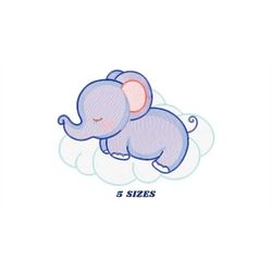 Elephant embroidery designs - Sleeping Animal embroidery design machine embroidery pattern - Baby girl embroidery file -