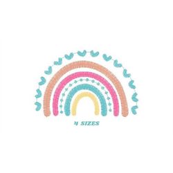 Boho Rainbow embroidery design - Colorful Rainbow embroidery designs machine embroidery pattern - Baby girl embroidery f