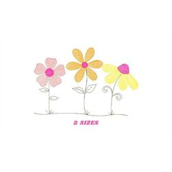Flower garden embroidery designs - Spring flowers embroidery design machine embroidery pattern - Tea towel embroidery fi