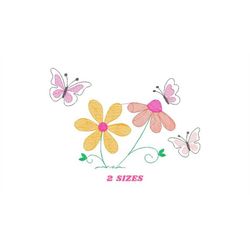 Flower garden embroidery designs - Flowers embroidery design machine embroidery pattern - Butterfly embroidery file - ki