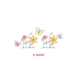 Flower garden embroidery designs - Spring flowers embroidery design machine embroidery pattern - Tea towel embroidery fi
