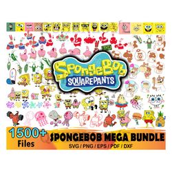 1500 Spongebob Mega Bundle, Gary Svg, Squidward Svg, Patrick Svg