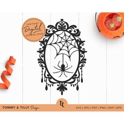 Spider Mirror SVG | Halloween Cricut Cut File | Machine Cut | Cricut Silhouette |  Svg Dxf Png Jpg Pdf | Clipart