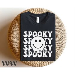 Spooky SVG | Retro Halloween SVG | Halloween Shirt SVG | Halloween Smiley Face Svg | Smiley Ghost Svg | Spooky Season Sv