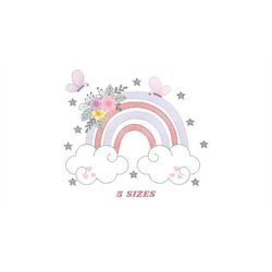 Rainbow embroidery design - Rainbow with clouds embroidery designs machine embroidery pattern - Baby girl embroidery fil