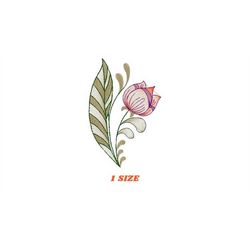 Tulip embroidery designs - Flower embroidery design machine embroidery pattern - Flower corner laurel embroidery file -