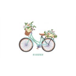 Floral Bike embroidery designs - Bicycle embroidery design machine embroidery pattern - baby  girl embroidery file - jef