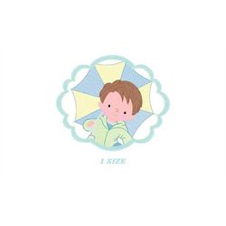 baby boy embroidery design - umbrella embroidery designs machine embroidery pattern - boy with umbrella embroidery file