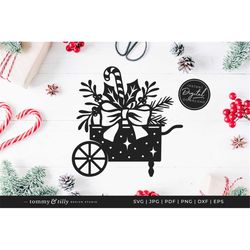 Christmas Cart - SVG Cricut Silhouette | Papercut | Svg Dxf Png Jpg Pdf Eps | Clipart | Holidays | Christmas | Vinyl Dec