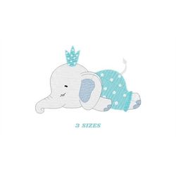 sleeping elephant embroidery designs - animal embroidery design machine embroidery pattern - baby boy embroidery file -