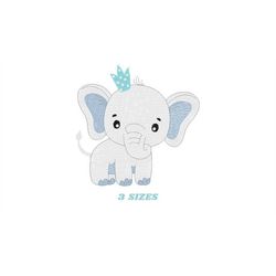Elephant with a crown embroidery designs - Animal embroidery design machine embroidery pattern - Baby girl embroidery fi