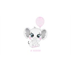 baby elephant embroidery designs - party balloon embroidery design machine embroidery pattern - girl embroidery file - e