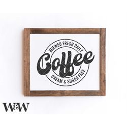 coffee round sign svg png | coffee bar svg | brewed fresh daily svg | farmhouse sign svg | coffee lover svg | cream and
