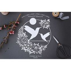Mummy & Baby Hummingbird - Papercut Template | Machine Cut | Cricut Silhouette |  Svg Dxf Png Jpg Pdf Eps | Kids | Nurse