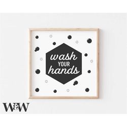 Wash Your Hands Svg | Bathroom Cut File | Clean Bubbles | Washroom Design | Modern Home Decor | Stencil Wood Sign | Digi