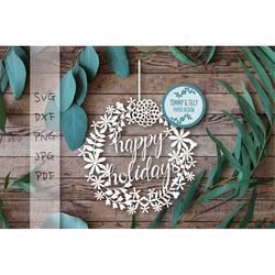 Happy Holidays Design SVG DXF PDF Jpg Png - Papercutting / Vinyl Template to cut yourself (Commercial Use)