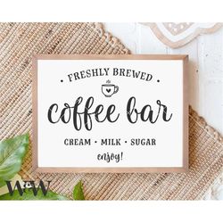 coffee bar svg | coffee lover svg | cream milk sugar svg | coffee sign svg | coffee corner svg | farmhouse kitchen svg |