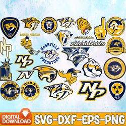 Bundle 28 Files Nashville Predators Hockey Team Svg, Nashville Predators Svg, NHL Svg, NHL Svg, Png, Dxf, Eps, Instant D