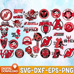 Bundle 30 Files New Jersey Devils Hockey Team Svg, New Jersey Devils Svg, NHL Svg, NHL Svg, Png, Dxf, Eps, Instant Downl