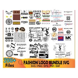 200 Fashion Logo Bundle Svg, Fendi Svg, Gucci Svg, Givenchy Svg