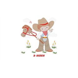 Cowboy embroidery design - Baby boy embroidery designs machine embroidery pattern - Kid embroidery file Cowboy with Hors