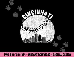 Cincinnati Skyline Baseball Vintage Cincinnati OH Baseball png, sublimation copy